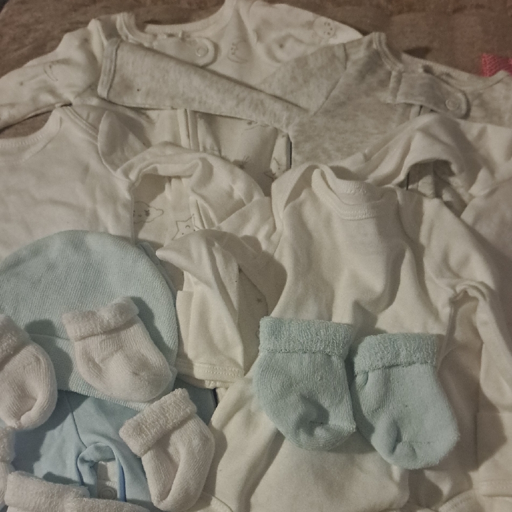 Baby Clothing Set with Blue and White Accessories